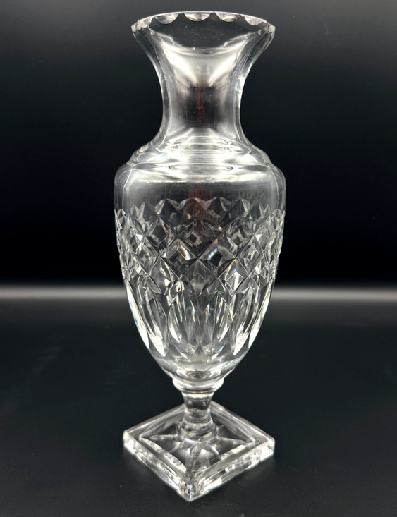 Sèvres Other - Vintage Sèvres France 10" Crystal Baluster Vase Urn Diamond Cut Pedestal Base